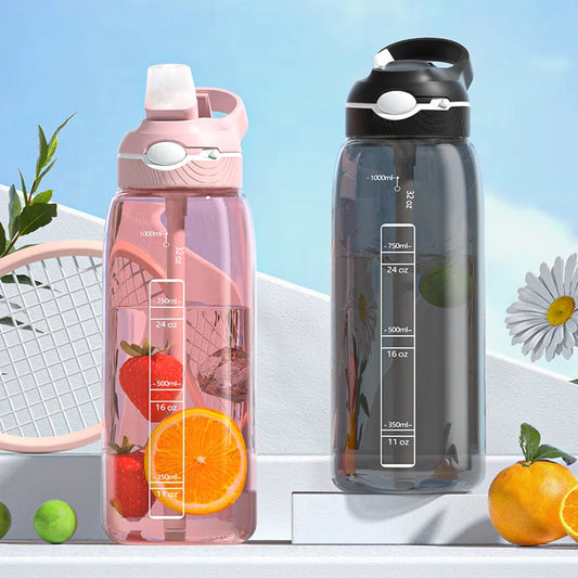 1L Sports Water Bottle with Straw